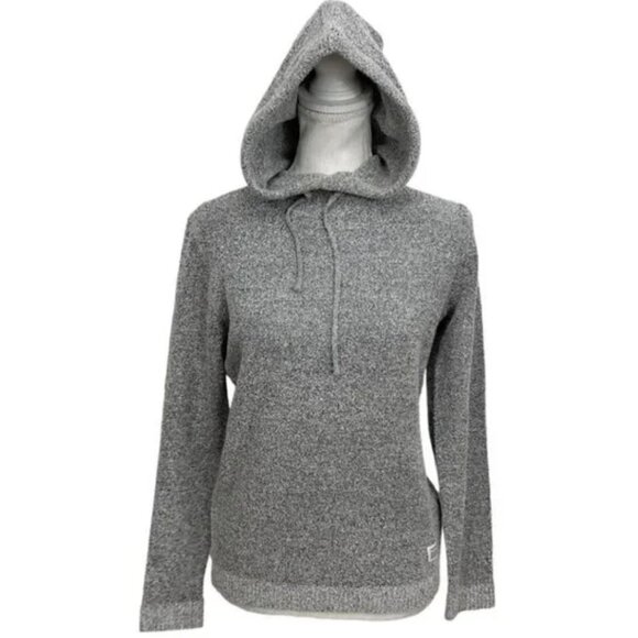 NWOT FRANK AND OAK WOMEN GREY MARLED ACRYLIC BLEND HOODIE SWEATER - XS - Picture 1 of 9